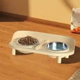 thumbnail image 1 of PPgejGEK Elevated Pet Double Bowl Set - Stainless Steel Cat Dog Food Water Bowls with Neck Support, Non-Slip Tilted Feeder, Beige Pet Feeding Dish, 1 of 6