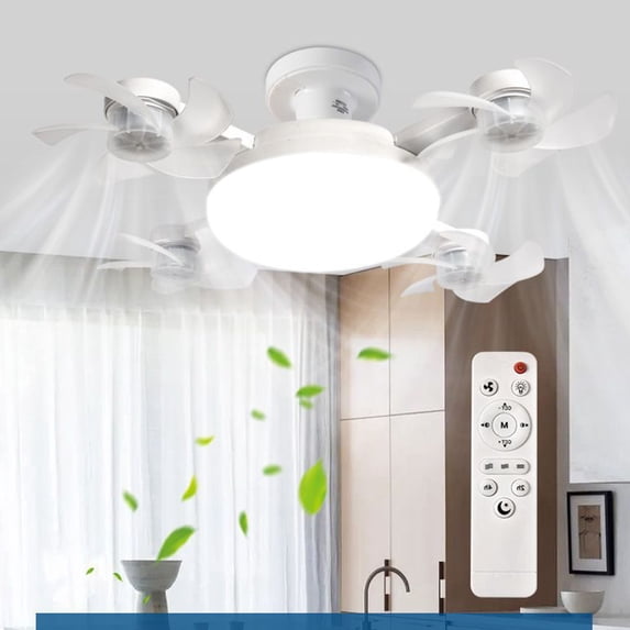 PPgejGEK Fan Light E27 Screw Fan Pendant Light Bedroom Silent Remote Control Ceiling Fan Light Eye Protection Energy-saving Light 60W