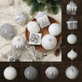 thumbnail image 1 of PPgejGEK Flocked Christmas Tree Ornament Hanging Decor Silver Hand-Painted Ball 8cm 8-Pack, 1 of 8