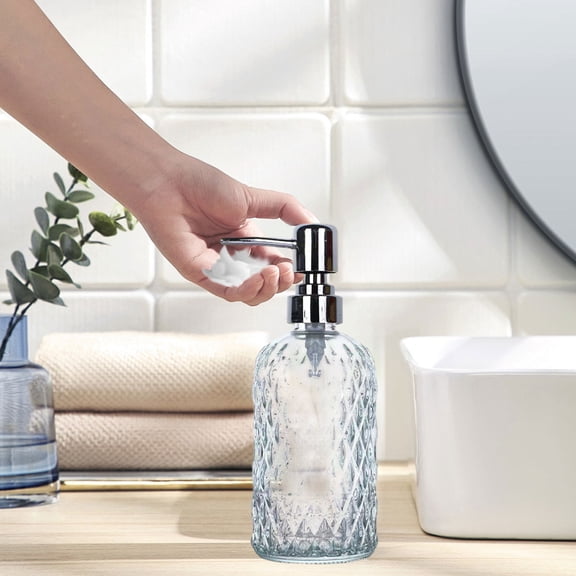 WWG 450ml Pineapple Glass Foaming Soap Dispenser Refillable for Hand Soap Body Wash Clear