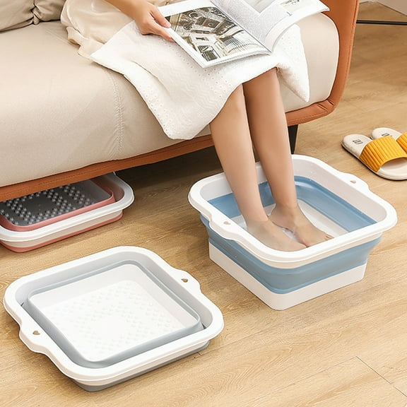 PPgejGEK Folding Foot Bath Tub 42x38x17cm/16.54x14.96x6.69in Insulated Plastic Massage Basin for Health Therapy Home Use Portable Over Calf Soaking Bucket
