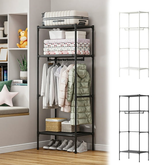 PPgejGEK Freestanding Coat Rack with 2 Storage Shelves, Hall Tree Organizer for Entryway Bedroom, Corner Standing Clothes Hanger, 171x57x34.5cm/67.3x22.4x13.6in