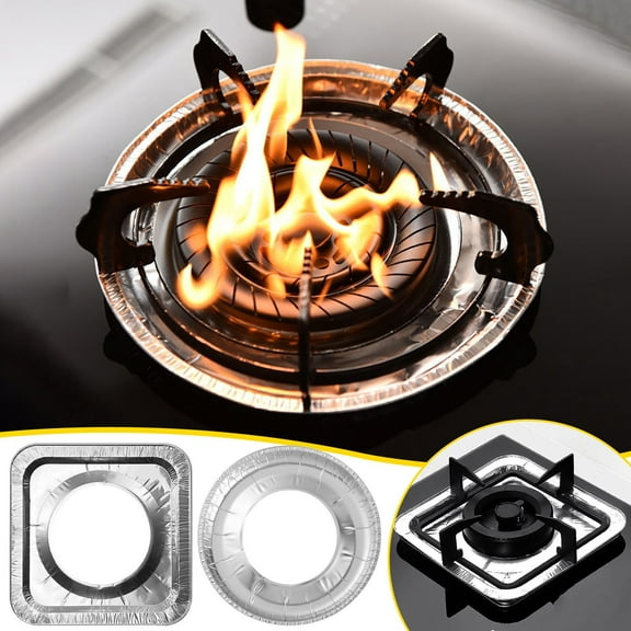 PPgejGEK Gas Stove Protective Mat Oil Proof Sticker, 10pcs Aluminum Foil Ring Covers for Kitchen Stove Top, Heat Resistant and Easy Clean