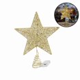 thumbnail image 1 of PPgejGEK Gold Christmas Tree Topper Star, LED Copper Wire Glitter Decoration with String Lights, 7.48x5.91 Inch, 1 of 6