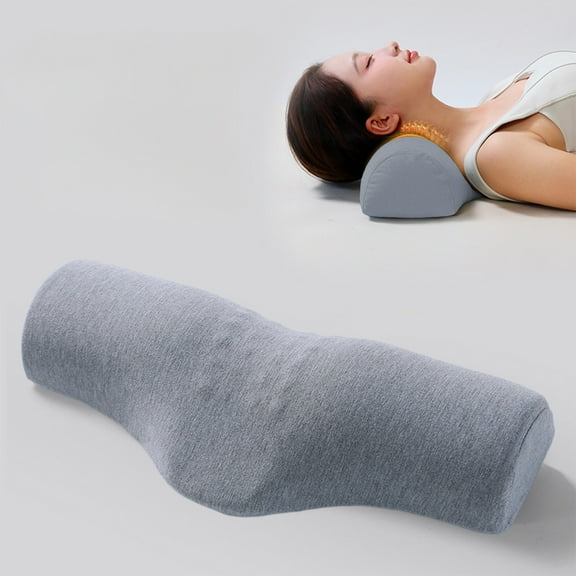 PPgejGEK Gray Gray Cervical Traction Pillow, 19.69x8.27x3.54in Ergonomic Memory Foam Neck Support Pillow for Neck Pain Relief, Orthopedic Contour Pillow to Enhance Sleep Quality
