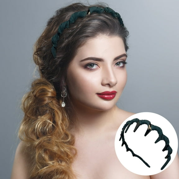 PPgejGEK Green Cloth-Wrapped Wavy Headband with Teeth Comb - Halloween Christmas Party Hair Accessory