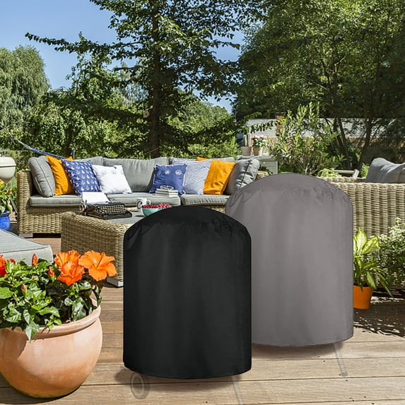 PPgejGEK Grill Cover for Charcoal Kettle 28/35 Inch BBQ Heavy Duty Barbecue Covers, Round, 61x61x72cm/24.02x24.02x28.35in (S), 190T Oxford Cloth, Black Gray