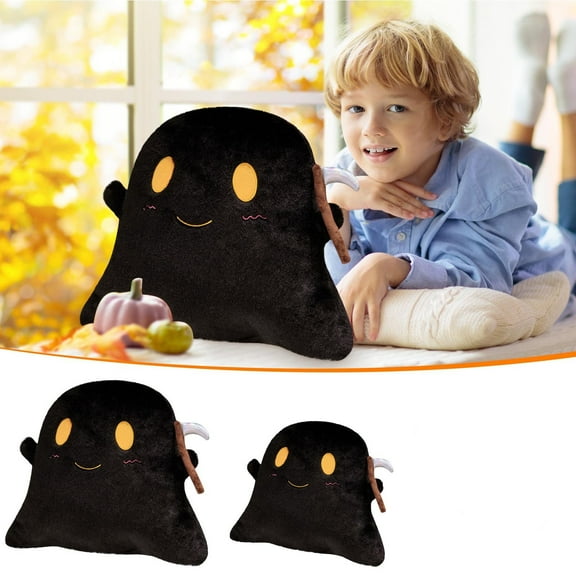 PPgejGEK Halloween Cute Scythe Ghost Pillow Black Gothic Decor Cushion Cozy Accent Pillow for Living Room Bedroom Halloween Theme Enthusiasts