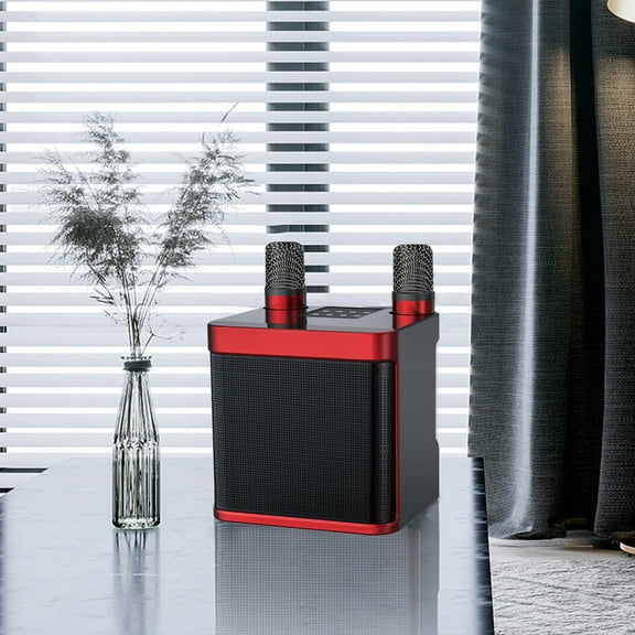 PPgejGEK Home Audio Karaoke Machine with 2 Wireless Microphones, 3000mAh Portable Microphone Speaker Set, Bluetooth 5.0 Rechargeable PA System Stage Subwoofer Clearance