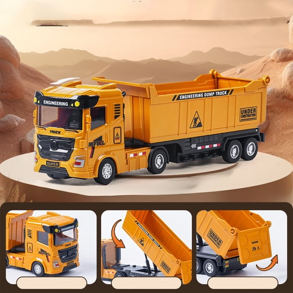 WWG Inertial Alloy Engineering Vehicle Toy Series, Excavator Mixer Tanker Truck Crane Bulldozer for Boys, Multicolor Plastic