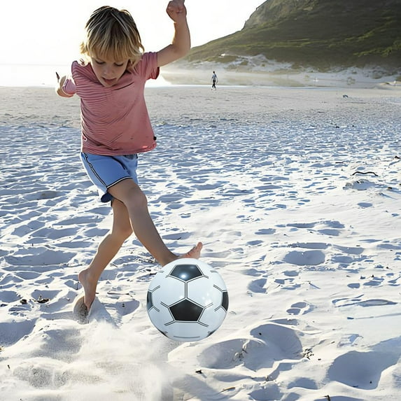PPgejGEK Inflatable PVC Soccer Beach Ball 10.63in for Student Gifts Beach Games School Activities Black Blue Red Green