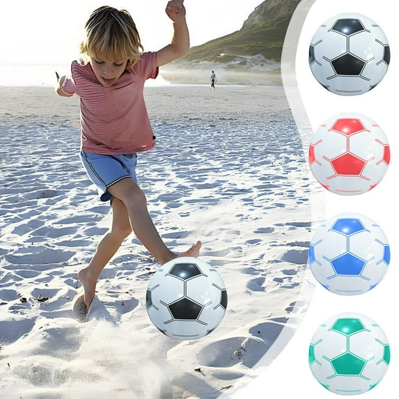 PPgejGEK Inflatable PVC Soccer Beach Ball 10.63in for Student Gifts Beach Games School Activities Black Blue Red Green