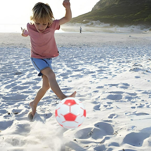 PpgejGEK Inflatable PVC Soccer Beach Ball Globe 27cm 10.63in for Pool Beach Games School Teaching Student Gift Black Blue Red Green