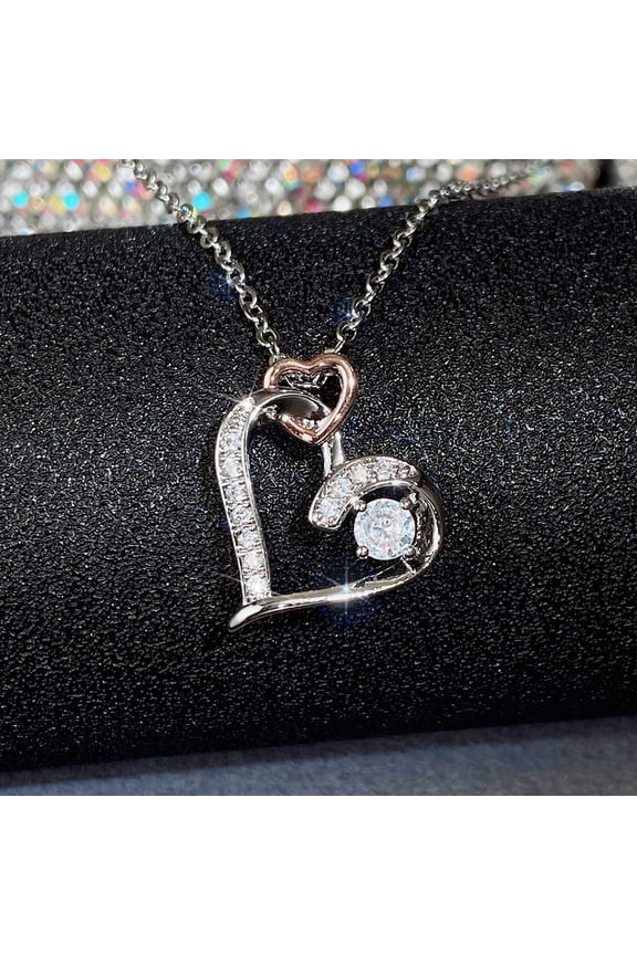 Jewelry for Women Women Fashion-flash Inlaid Zircon Geometric Zircon Heart Pendant Necklace Jewelry for Valentine's Day Mother's Day Christmas Birthday Gifts