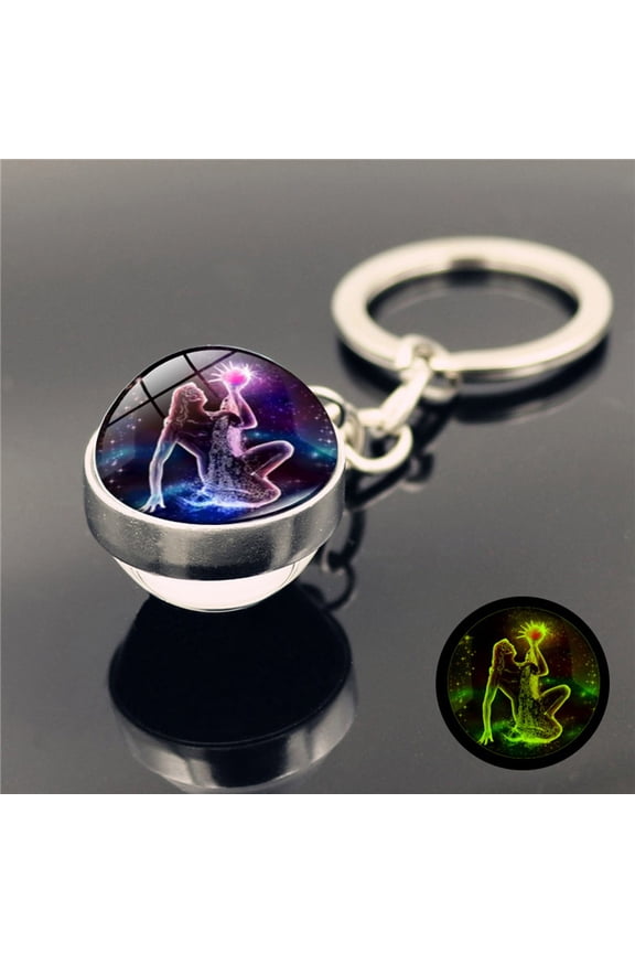Key Chains Twelve Keychain Pendant Luminous Glass Pendant Metal Key for Valentine's Day Mother's Day Christmas Birthday Gifts Festival Gift