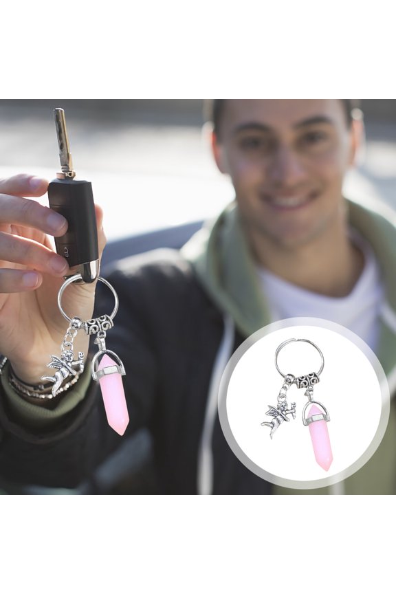 Key Holder for Keychain Hexagonal Keychain Chakra Healing Crystals Stone, Couples Keychains ,Keyring Handbag Pendant Decor,Valentines Day Gifts Sales