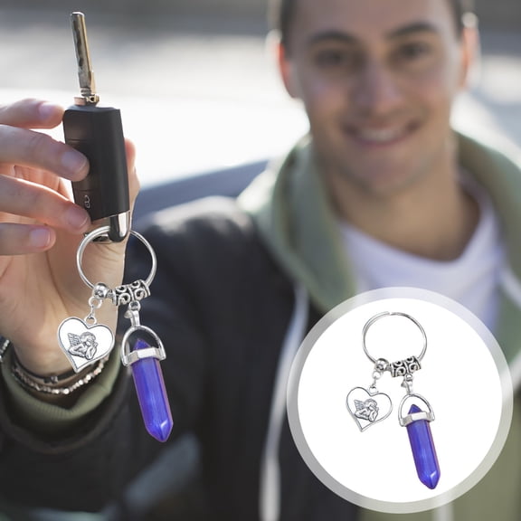 PPgejGEK Key Holder for Keychain Hexagonal Keychain Chakra Healing Crystals Stone, Couples Keychains ,Keyring Handbag Pendant Decor,Valentines Day Gifts Sales
