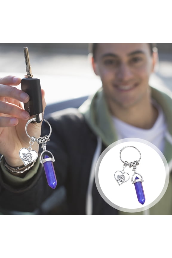 Key Holder for Keychain Hexagonal Keychain Chakra Healing Crystals Stone, Couples Keychains ,Keyring Handbag Pendant Decor,Valentines Day Gifts Sales