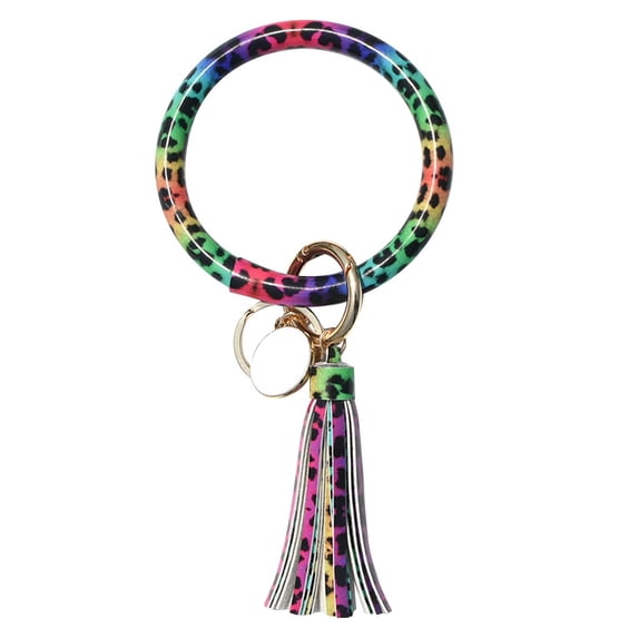 WWG Keychain Accessories Fashion Trend Large Leather Bracelet Tassel Round Keychain Jewelry Wristban for Valentine's Day Mother's Day Christmas Birthday Gifts up to 45% off