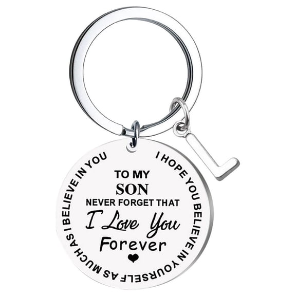 PPgejGEK Keychain DIY To My SON Stainless Steel Last Name 26 Letter Keychain 2.5cm for Valentine's Day Mother's Day Christmas Birthday Gifts