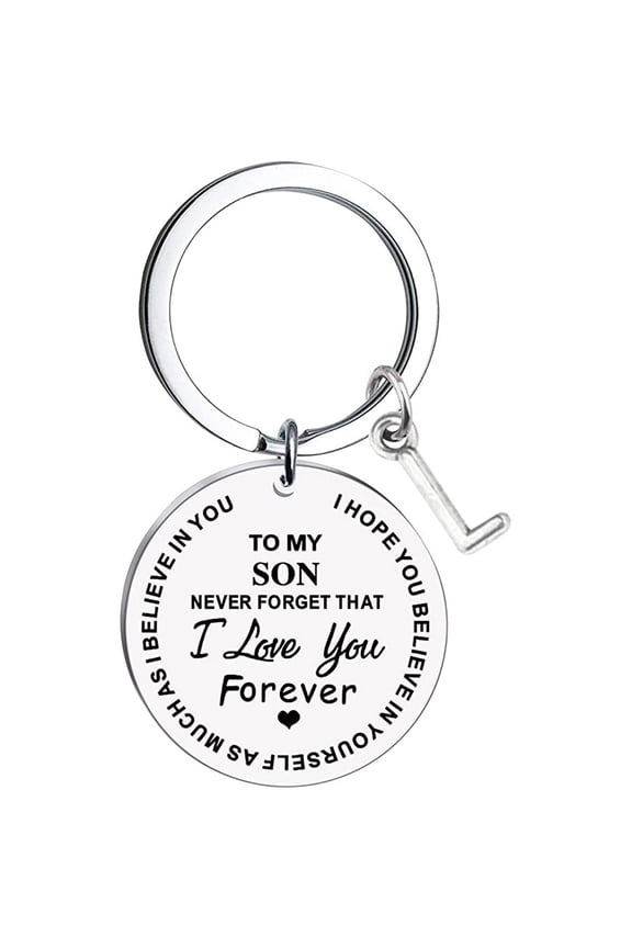 Keychains To My Son Message Keychain Stainless Steel Initial Last Name 26 Letter Family Inspirational Keychain Gift for Valentine's Day Mother's Day Christmas Birthday Gifts up to 65% off