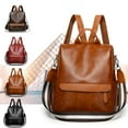 thumbnail image 1 of PPgejGEK Ladies Shoulder Bag Fashion Large Capacity PU Material Retro Backpack for Travel Commuters Student School Size 11.81x11.02x5.51 Inches Daily Use, 1 of 9