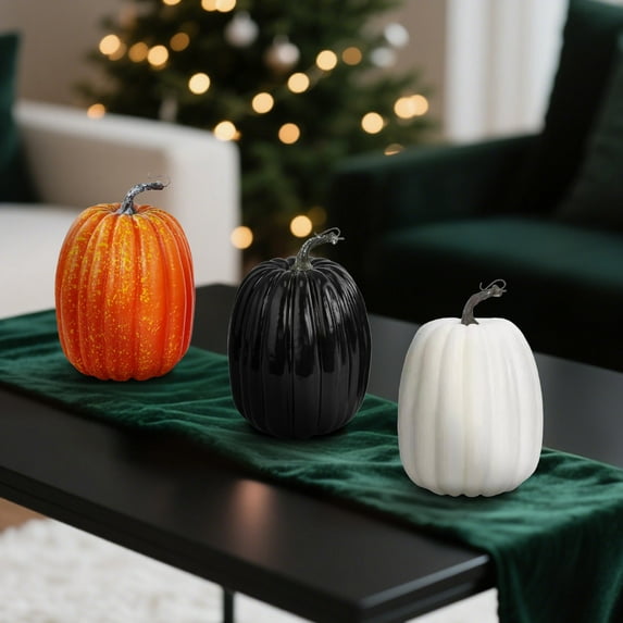 PPgejGEK Large Black Faux Pumpkin Model 12 Inch Halloween Foam Fake Pumpkin Christmas Decoration Prop for Indoor Outdoor Party Decor