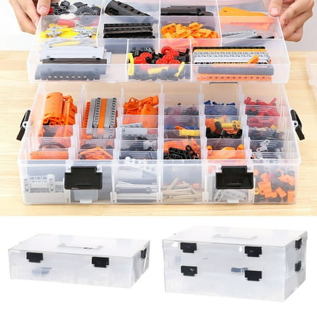 PPgejGEK Large Capacity Detachable Building Block Storage Box 36x26x16.5cm/14.2x10.2x6.5in Multifunctional Toy Organizer with Buckle Design for Kids