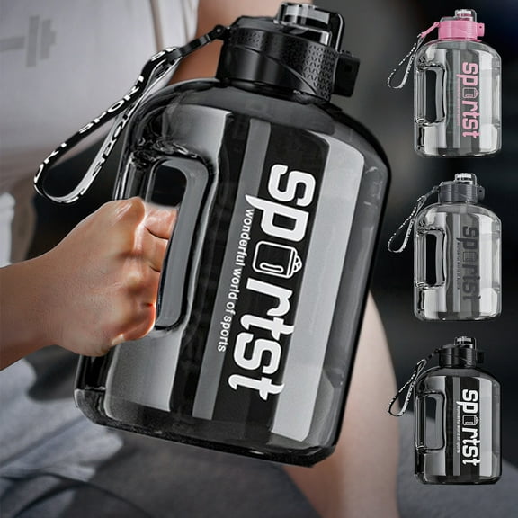 PPgejGEK Large Capacity Water Cup 2.7L Big Belly Sports Jug 10.04x5.71x5.71 Inch Portable Plastic Space Bottle with Straw and Handle for Fitness Camping Outdoors Students Leakproof