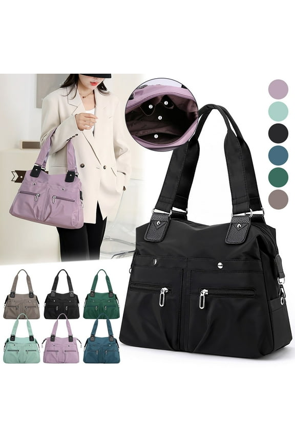 Large Capacity Water Repellent Nylon Shoulder Bag Multi Pocket Travel Backpack Organizer for Laptop Work School 37x27x13cm 14.57x10.63x5.12in