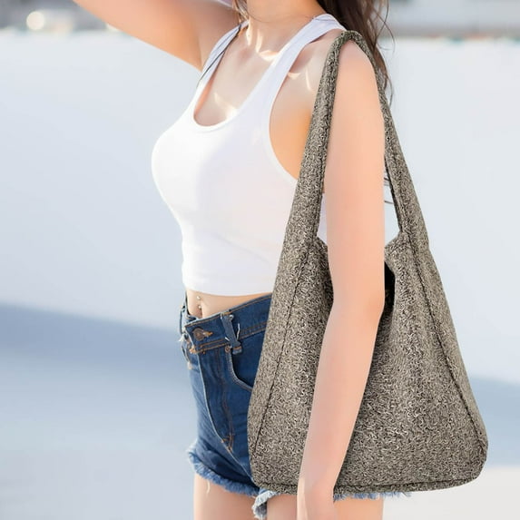 PPgejGEK Lazy Woolen Shoulder Bag for Women Versatile Armpit Casual Tote Bag Commuting Large Capacity Crossbody Bag Fashionable Design with Spacious Interior Wool Fabric