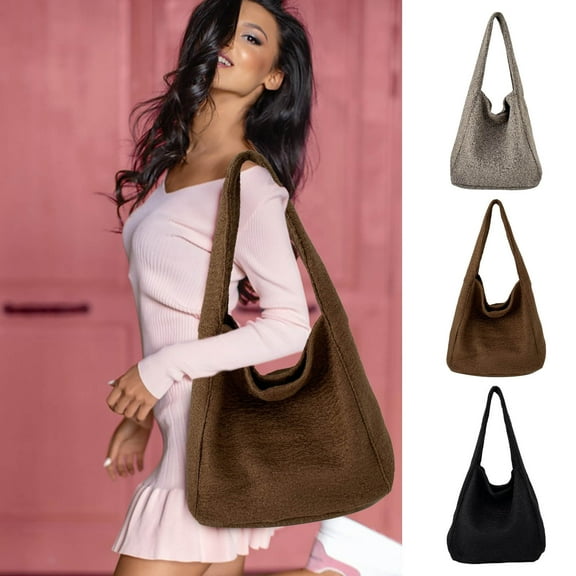 PPgejGEK Lazy Woolen Shoulder Bag for Women Versatile Armpit Casual Tote Bag Commuting Large Capacity Crossbody Bag Fashionable Design with Spacious Interior Wool Fabric