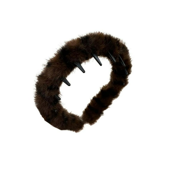 PPgejGEK Leopard Print U-Shape Tooth Headband Plastic Wavy Teeth Hair Hoop for Women Men Non-Slip Grip Retro 90s Styling Accessory