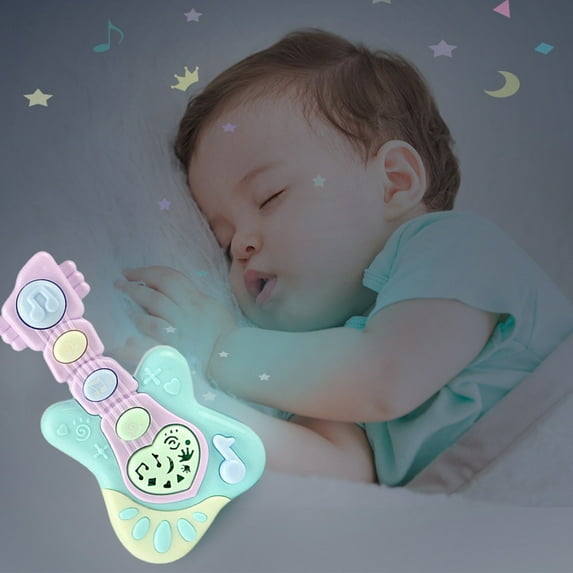 PPgejGEK Light Projection Kids Guitar Toy Electronic Musical Instrument for Babies Toddlers 1-6 Year Old Early Education Sensory Toy with Sound Effects Compact and Portable Learning Gift Blue