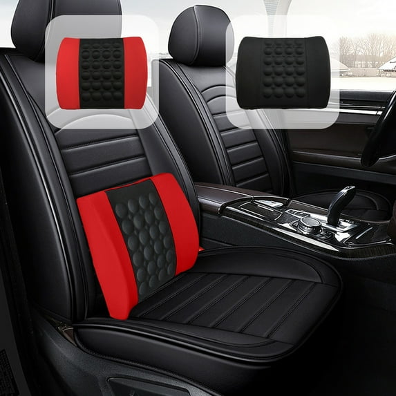 PPgejGEK Lumbar Massage Cushion for Car Seat Office Chair Vibrating Back Support 33x30x10cm 13x11.8x3.9in with 12V DC Plug Heat Relief Muscle Relaxation Ergonomic Design