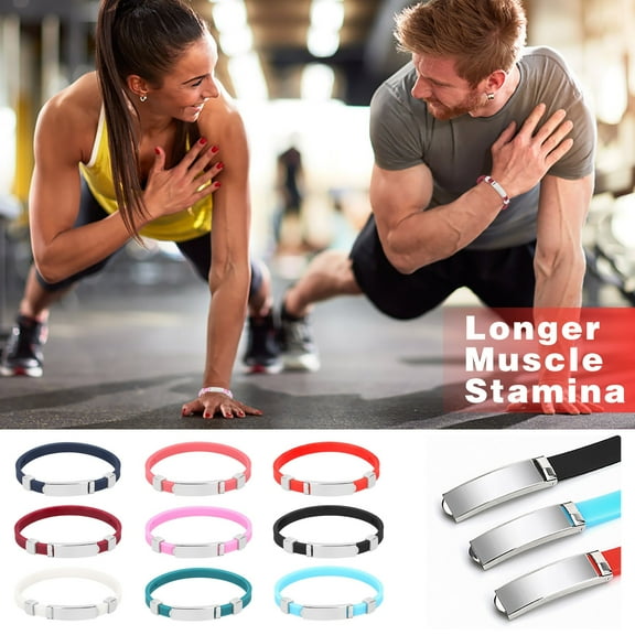 PPgejGEK Magnetic Balance Bracelet for Women Men Stainless Steel Anti Static Sports Wristband with Colorful Silicone Bands Adjustable Fit for Vertigo Relief Unisex Design