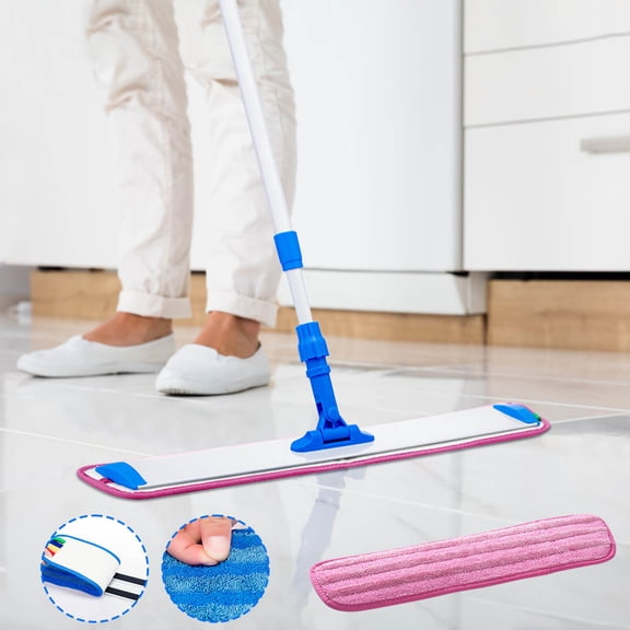 WWG Microfiber Flat Mop Replacement Pad Washable Reusable Wet and Dry Cleaning Cloth for Floor Mop Head Fitting Superior Absorption Dust Trapping for Household Cleaning 2 Pack