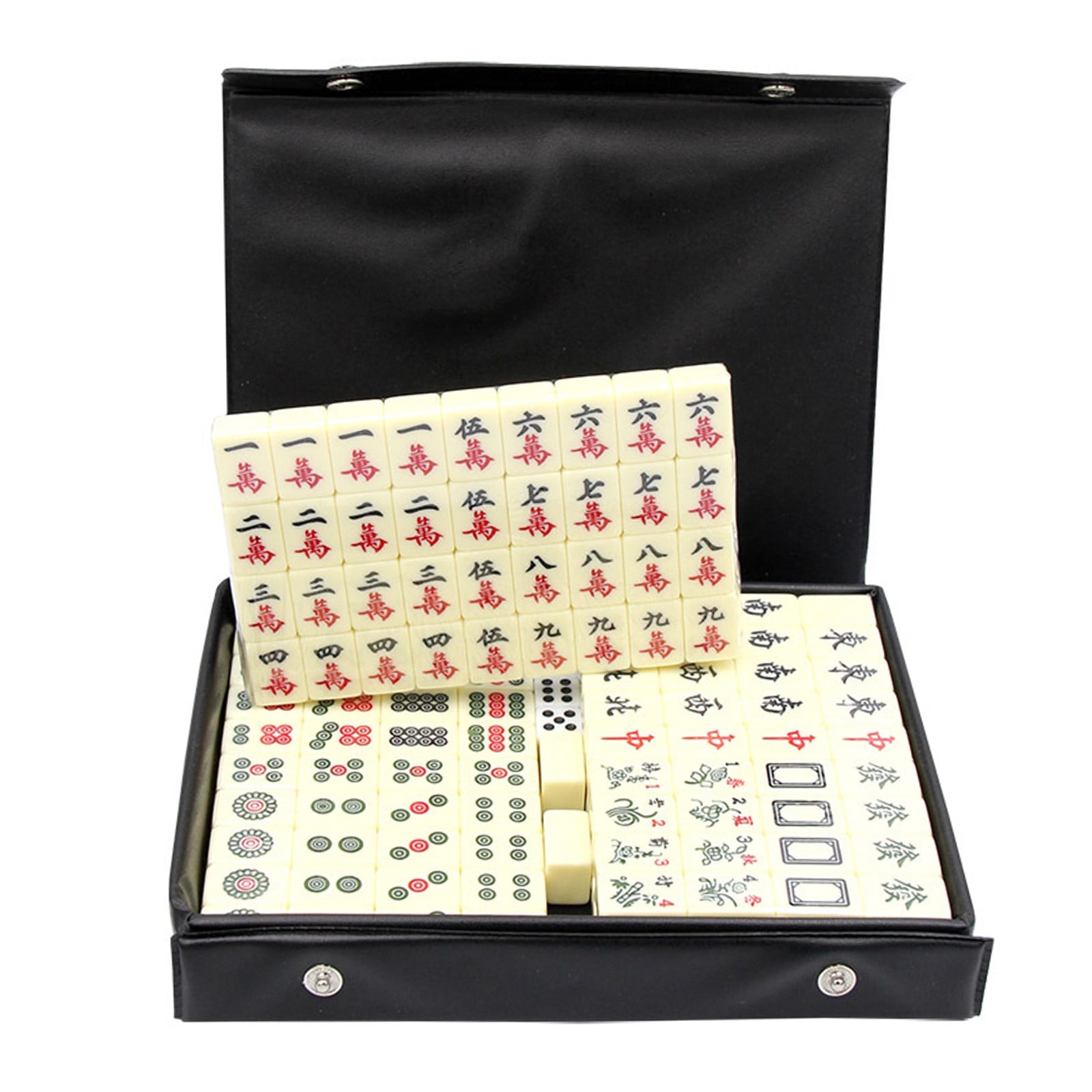 WWG Mini Mahjong Set - 2cm Carved Tiles with Portable Leather Case, Travel-Friendly Chinese Mahjong Game for Family Fun, Christmas Birthday Gift for Friends