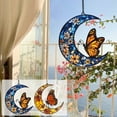 thumbnail image 1 of PPgejGEK Monarch Butterfly and Floral Moon Suncatcher Stained Glass Window Hanging Ornament for Garden Home Decor Gift for Nature Lovers, 1 of 9