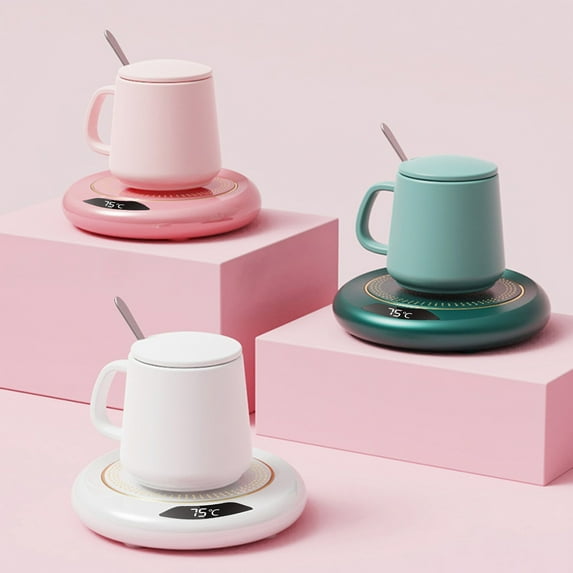 PPgejGEK Mug Warmer Coffee Cup Warmer with 3 Temp Settings 55/65/75C Auto Shut Off USB Powered 12x12cm/4.72x4.72in Desk Use