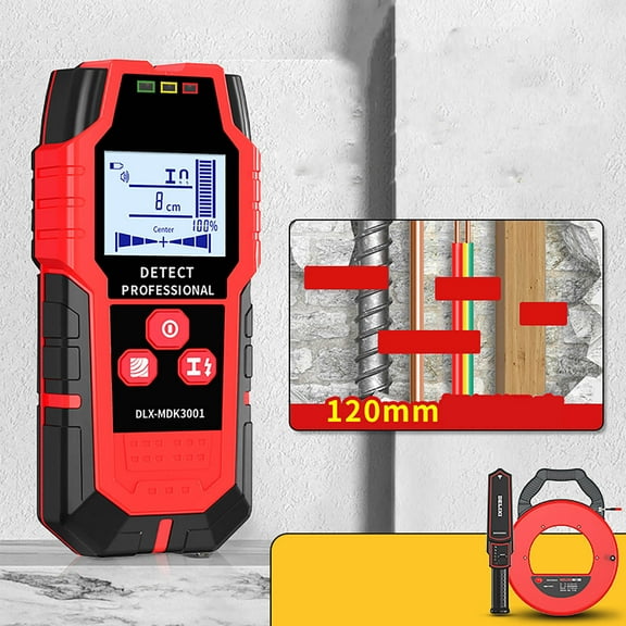 PPgejGEK Multifunctional Wall Detector with LCD Display, Stud Metal Cable Pipe Finder with Depth Measurement, Rechargeable Electronic Scanner for Construction Renovation Projects