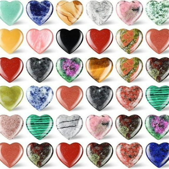 PPgejGEK Natural Crystal Agate Heart Shaped Stones 20mm 0.79in 30PCS Random Colors Bare No Holes for DIY Decoration Jewelry Making Meditation Pocket Stones Gift Idea