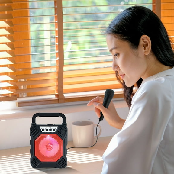 PPgejGEK New Bluetooth Speaker with Microphone Outdoor Bluetooth Subwoofer Speaker Cool RGB Luminous Light Effect Wireless Bluetooth Speaker