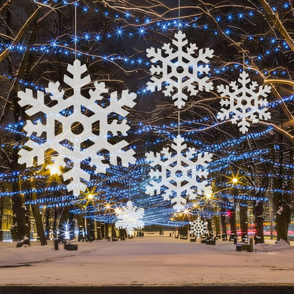 PPgejGEK New Years Eve Party Supplies 2025 Christmas Decorations Featured Christmas/Christmas Decorations-Three-dimensional Snowflake Strings Fake Snowflake Dance Props New Year Decorations 5pcs