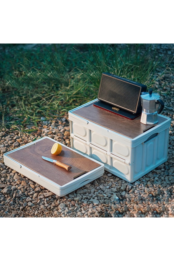 Outdoor Foldable Storage Box with Removable Tarpaulin 16.73x11.22x9.05 Inch Camping Picnic Car Trunk Home Organizer 30L Capacity Stable Stackable