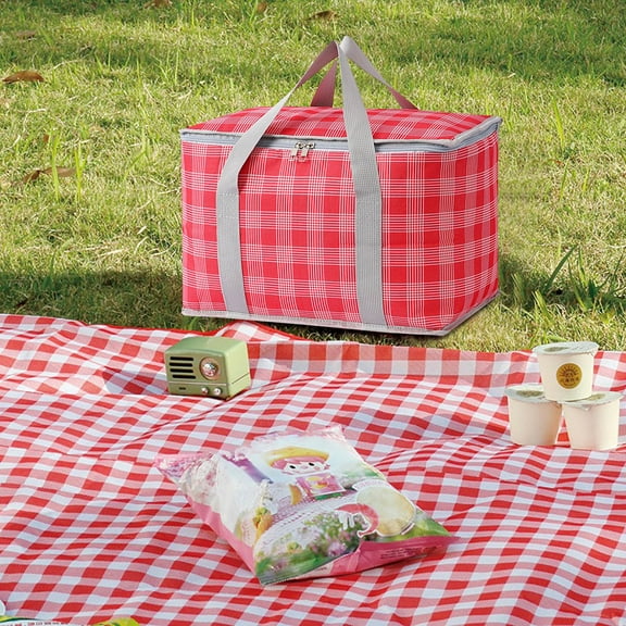 PPgejGEK Outdoor Large Capacity Picnic Bag 9.06x5.51x7.87 Inch Thermal Insulated Bento Bag for Camping Travel Lunch Food Storage Cationic Cloth Leakproof Portable with Spacious Interior