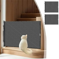 PPgejGEK PVC No-Punch Pet Fence Jump-Proof Partition 15.75x49.21 to 19.69x49.21 Inches for Cats Dogs Barrier Retractable Strong Clips Easy Install Wall Mounted Transparent