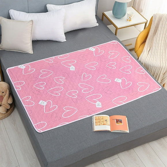 PPgejGEK Pink Waterproof Large Bed Pad for Elderly and Menstrual Care Four-Layer Absorption Design