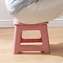 PPgejGEK Plastic Folding Stool Round Edge Space Saving Design for Home Office Outdoor 9.25x7.87x7.48 Inches Size Lightweight Portable Strong Load-Bearing Indoor Camping Seat Blue Pink Red Orange