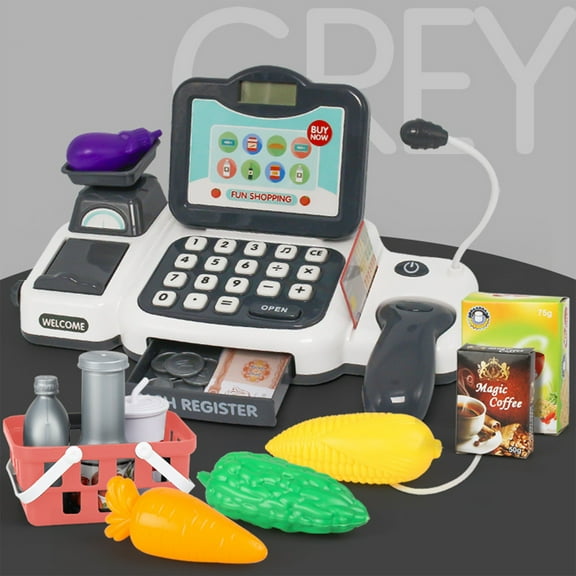PPgejGEK Play Calculator Cash Register Toy Gift for Kids Boys Girls Age 3, 4, 5, 6, 7, 8+ Year Old, Pretend Grocery Store Playset